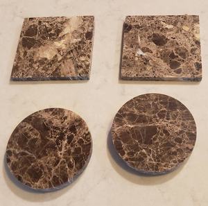 Juego de Posavasos de Mármol Oscuro Emperador de 4 Pulgadas, Posavasos de Piedra Natural Disponibles en Forma Redonda y Cuadrada - Product Image 2