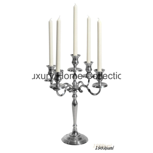 Couleur argent Fête Festive Pièce Maîtresse Candélabre Bougeoir Forgé Conception De Table De Mariage Accessoires Décoratifs Fournitures - Product Image 2