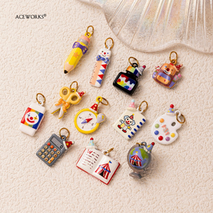 Carnival Classroom | Stainless Steel 18K PVD Gold Plated Hand Painted Jester Stationery Enamel Charm Pendant Waterproof Durable - Product Image 2