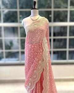 Sari Indio Tradicional Rosa de Diseño Exclusivo, Ropa Étnica para Fiestas, Ropa de Novia, Impresionante y Hermoso Sari - Product Image 2