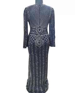 Heavy Work Hand Beaded Full Length Embroidery Customized Elegant Mermaid <b>Gown</b> Breathable Mesh Dress for Party Special Occasion - Product Image 4