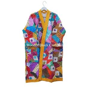 Classy Vintage Kantha kimono robe Indian <b>Women's</b> Winter <b>Coat</b> New Long Sleeve Quilted Cut <b>Work</b> kimono Casual Outerwear - Product Image 6
