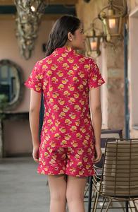 Conjunto de Pijama de Manga Corta para Mujer, Invierno/Verano, con Estampado Animal, 100% Algodón, Material Suave y Transpirable para Dormir o Uso Diario - Product Image 2