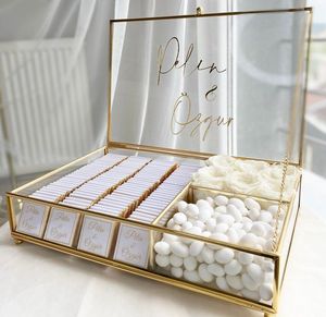 Sophisticated metal <b>glass</b> scroll <b>box</b> with gold-plated accents and a premium finish perfect for elegant jewelry organization - Product Image 1