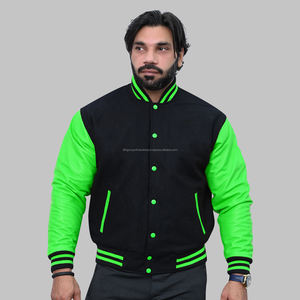 Chaquetas universitarias de cuero de lana negra y amarilla Chaquetas universitarias personalizadas - Product Image 6