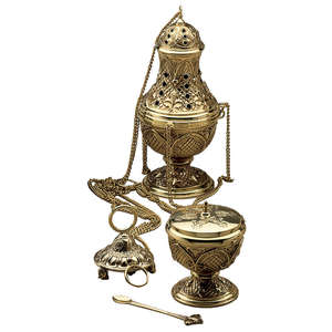 Turíbulo Litúrgico de Latón, Turíbulo de Latón de Fabricación Elegante, Adecuado para la Oración Ortodoxa, Incensario y Quemador de Incienso Puro con Cadena - Product Image 2