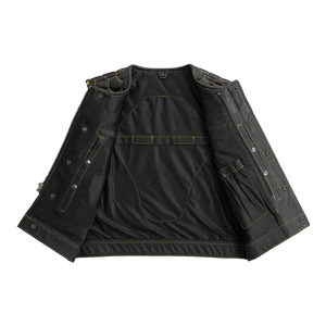 2025 qualité supérieure hommes 2025 professionnel moto en cuir gilet perforé en cuir noir peau de vache motard gilet pour hommes - Product Image 3