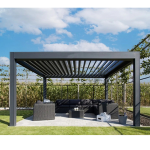 Gazebo de aluminio Serie 6000 con techo de sombra deslizante para decoraciones de Resort y terraza Procesamiento de soldadura de corte personalizado disponible - Product Image 2