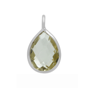 925 Sterling Silver Natural Gemstone Pendant <b>Green</b> Amethyst with Silver Plating Bulk Charm Necklaces for Party Jewelry Making - Product Image 1