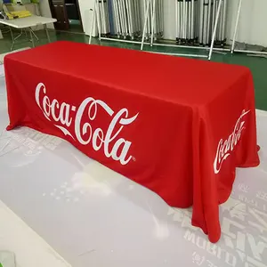 Nappe en polyester de couverture de table ajustée imprimée de logo personnalisé de 6 pieds pour l'événement de salon avec prix d'usine