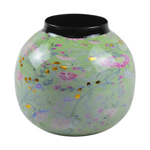 Maceta de metal con acabado de esmalte hecha a mano, florero de diseñador con estampado de pájaros para decoración del hogar y el jardín, decoración del suelo - Product Image 2