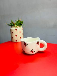 Tasse en céramique imprimée cerise 300 ml tasse à café faite à la main pour filles et femmes micro-ondes cadeau pour anniversaire saint valentin anniversaire - Product Image 2