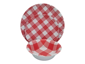 Juego de <span class=keywords><strong>vajilla</strong></span> de <span class=keywords><strong>melamina</strong></span> Náutica de 3 piezas a cuadros rojo marino 10 \ "/8 \" plato de plástico ecológico plato de ensalada característica sostenible - Product Image 2