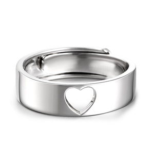 แหวนเงินสเตอร์ลิงดีไซน์รูปหัวใจปรับขนาดได้สำหรับผู้ชาย Jeulia Vows of Love - Product Image 1