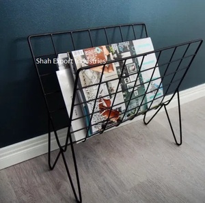 Estante de periódico de diseñador de Metal ecológico para oficina, decoración para sala de estar, estante para libros, soporte para revistas, estantes negros - Product Image 1