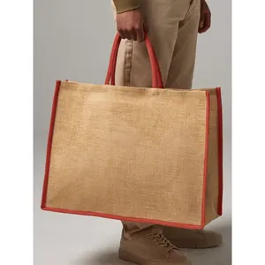 Sustainable Natural <b>Starched</b> Jute Tote Bag Shopper Promotional Merchandising - Product Image 1