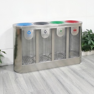 Chất Lượng Cao 4-Ngăn Thép Không Gỉ Tái Chế Bin, Lớn Trong Suốt Thùng Rác Có Thể Cho Sân Bay - Product Image 2