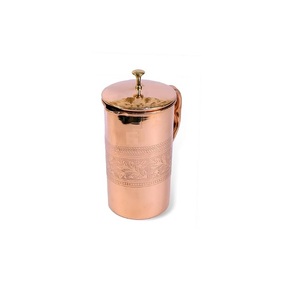 Pure Copper Jug With Gold Finished Lid for Serving Water Home Kitchen Use - Product Image 6