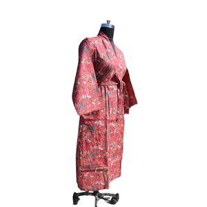 Kimono Peignoir en coton Robe de nuit d'été ouverte sur le devant pour femmes Robe de plage - Product Image 4