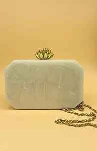 กระเป๋าคลัทช์เรซิ่นทำมือ สไตล์งานแต่งงาน ประดับดอกไม้เพชร ดีไซน์ทันสมัย ฝาเปิดแบบซิป ขายดีปี 2025 - Product Image 3