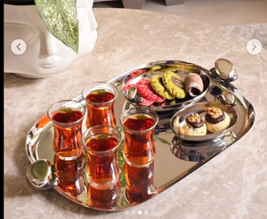 Top Tendance Design Moderne Argent Décoratif Lave-Vaisselle Contact Alimentaire Sûr Plateaux De Service Rectangle Forme En Gros Inde - Product Image 3