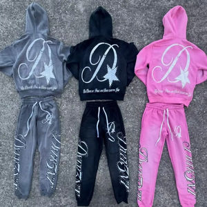 Sudadera con Capucha y Cremallera, Personalizada con Apliques, Logotipo Serigrafiado, 100% Algodón Grueso, Felpa Francesa, con Pedrería, Estilo Acid Wish - Product Image 1