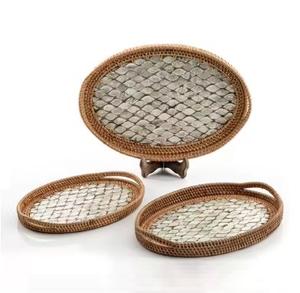 Bandejas organizadoras personalizables modernas de diseño de lujo para el hogar, fregona tejida a mano, para servir comida, bandejas decorativas para el hogar de Navidad - Product Image 1