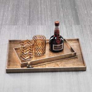 Nouveau plateau de service en laiton métallique de qualité supérieure artisanal indien avec fini poli doré utilisé dans la maison hôtel rétro - Product Image 5