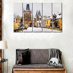 ภาพพิมพ์บนผ้าใบสะพานปราก - ของตกแต่งผนังลายวิวเมือง, ของขวัญส่วนตัวสำหรับคุณพ่อ, 5P: ห่อหุ้มอย่างดี - Product Image 1