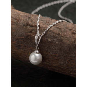 Collar con Colgante de Perla Clásico de Plata de Ley 92.5 Clara, Diseño Geométrico de Bola, Chapado en Rodio, con Circonita, Regalo para Mujeres y Niñas - Product Image 2