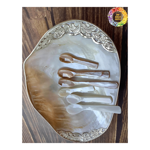 Ensemble cuillère, fourchette et assiette en nacre naturelle-Vaisselle exclusive servant de grandes assiettes pour servir des fruits - Product Image 5