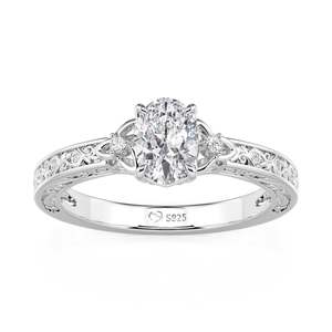 Jeulia <b>Celtic</b> Knot Floral Cluster Engagement <b>Ring</b> Sterling Silver 18K Plated Adjustable - Product Image 1