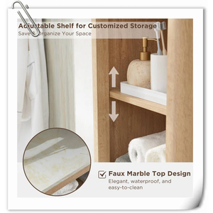 Jamela 30,5 ''Tocador de baño individual independiente moderno Gabinete de lino de madera maciza con parte superior de cerámica - Product Image 5