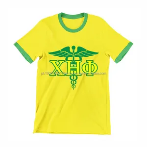 Chi Eta Phi sorority ringer giallo verde t-shirt