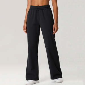 Bloc de couleur taille haute Joggers coupe ample jambe droite Fitness pantalons de survêtement poches pantalons de Yoga confortables pour plat respirant - Product Image 6