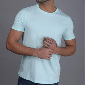 T-shirt personnalisé 100% coton biologique, col rond, manches courtes, uni blanc, tissu tricoté respirant, taille plus, taille homme/femme - Product Image 1