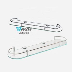 Usine directe en vrac vente verre trempé support en acier inoxydable douche organisateur étagères coin pour Boutique <span class=keywords><strong>pharmacie</strong></span> salle de bain - Product Image 1