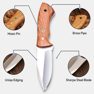 Cuchillo Skinner Jexmoo Hecho a Mano de Acero al Carbono con Mango de Madera y Funda de Cuero, Regalo Perfecto para Camping y Caza - Product Image 4