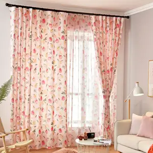 Nordic style lemon fruit curtains ins small fresh yellow plant net red semi shading bedroom and study curtains