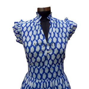 Nouvelle femme col en v printemps été moderne bouton naturel décontracté imprimé fleuri courte robe mi-longue formelle soirée mariage - Product Image 2