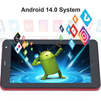 C Idea 7 pollici Android 14 Quad Core Tablet 6GB + 128GB SIM-Free 5G/wi-fi rosso per uso educativo e di intrattenimento degli studenti MTK