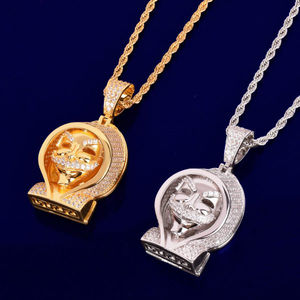 Diseño de moda Iced Out Lab Grown Diamond con 10kt Oro sólido Hip Hop Hoody Skull Style Joyería fina Colgantes y dijes - Product Image 4