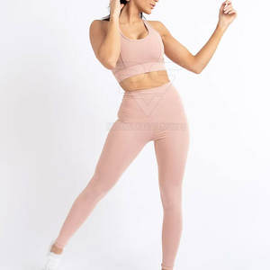 Venta Directa de Fábrica, Conjunto Deportivo de 2 Piezas para Mujer, para Gimnasio y Yoga, Sólido, Transpirable, de Secado Rápido, Sin Costuras, de Spandex/Poliéster, Ropa Deportiva de Alta Calidad - Product Image 1