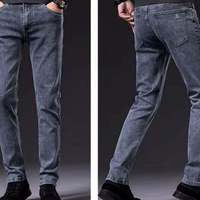 Jeans en denim vintage pour hommes, taille régulière, taille mi-haute, poches boutonnées, style décontracté, vêtements élégants, jeans en denim droits de haute qualité