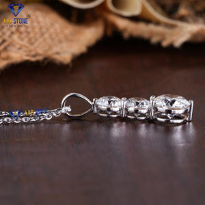 Colgante de oro blanco con diamante de corte redondo TDW 5,60 de Labstone / Shine Beyond Compare Pendant/color de la EF-VS - Product Image 4