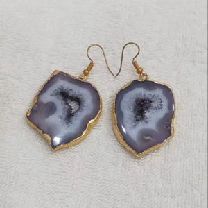 Pendientes de Piedras Preciosas de Drusa Brillante al por Mayor, Joyería de Latón Chapada en Oro Micronizado para Bodas y Fiestas, 20% de Descuento y Regalo - Product Image 2