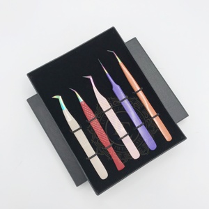 คีมหนีบขนตาสเตนเลสแบบมืออาชีพสีรุ้งใช้มือทดสอบโลโก้แบบกำหนดเอง - Product Image 5