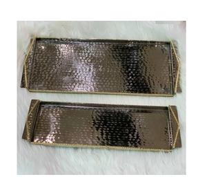 Bandeja para servir chocolates de acero inoxidable de diseño fabuloso Juego de 2 bandejas para servir aperitivos de forma rectangular de diferentes tamaños - Product Image 1