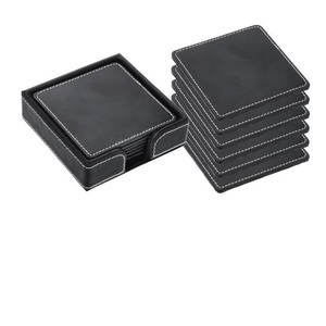 ADORA ADACS-0053 moderne de luxe carré durable pas cher prix d'usine client Logo personnalisé de haute qualité en cuir PU couleur noire 4 jeux - Product Image 1