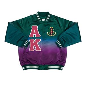 Chaqueta Universitaria Satinada AKA 1908 OEM/ODM, Chaqueta Bomber de Hermandad, Chaqueta Griega con Letras Bordadas Personalizadas para Hombre, Fabricante - Product Image 2